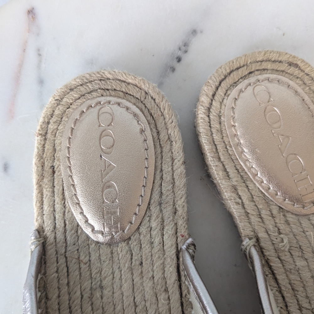 Coach Cassidy Metallic Leather Slip On Espadrille Mules - Picture 5 of 12